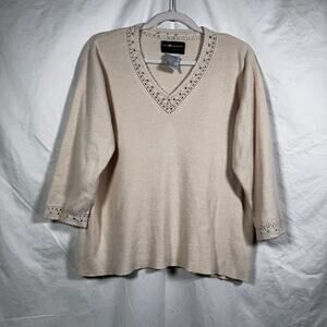 Y2K Sag Harbor Knit Top Size 1X Cottage Twee Crochet Feminine